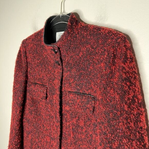 Kasper ASL Blazer Womens 4 Red Tweed Holiday Wool Mohair Blend Textured Twee - Picture 13 of 15